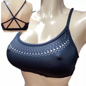 Victoria’s Secret Wet Look weightless strappy unlined sport bra black Large